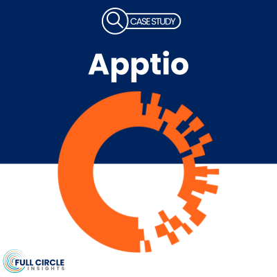 case study - magnyfying glass icon - apptio logo - full circle insights logo