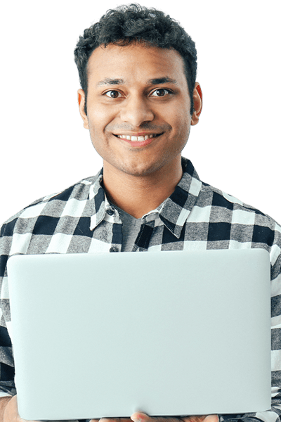 man smiling at camera holding a laptop_Full Circle Insights Demand Gen Customer