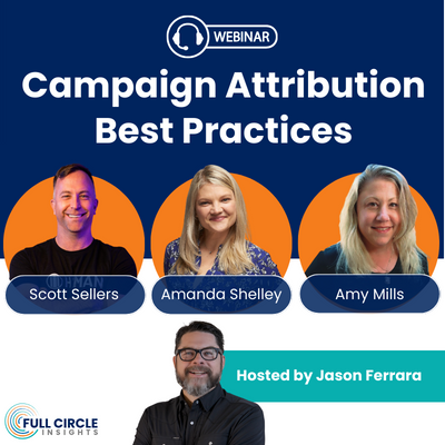 campaign attribution best practices webinar on demand<br />
full circle insights<br />
panelists and host 