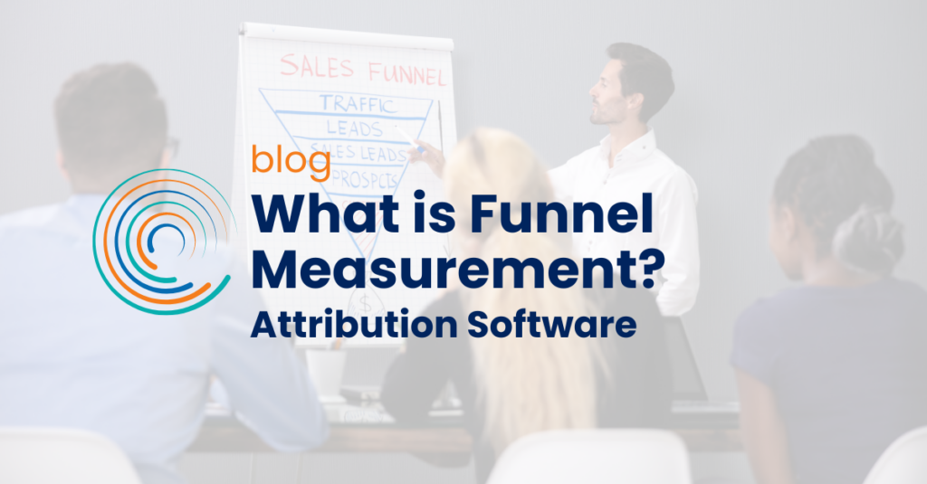 What is Funnel Measurement? Attribution Software _ BLOG _ Full Circle icon _ sales funnel on presentation with a man presenting it to a meeting