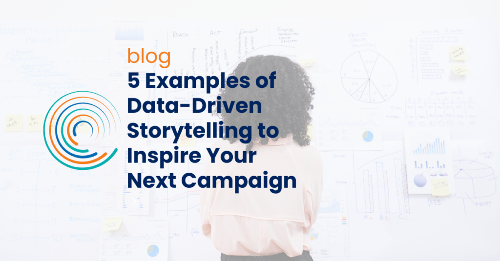 5 Examples of Data-Driven Storytelling to Inspire Your Next Campaign BLOG Full Circle Insights Logo Icon Woman looking at whiteboard with data and planning on it