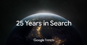 25 Years in Search Google Trends Earth (half) Black background Storytelling example 